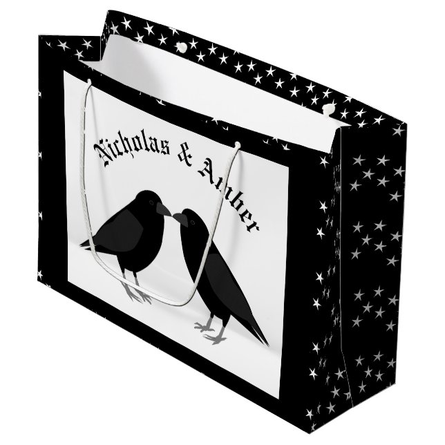 Gothic Bröllop Kissing Ravens Anpassningsbar (Framsidan Vinklad)
