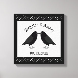 Gothic Bröllop Kissing Ravens Anpassningsbar Canvastryck