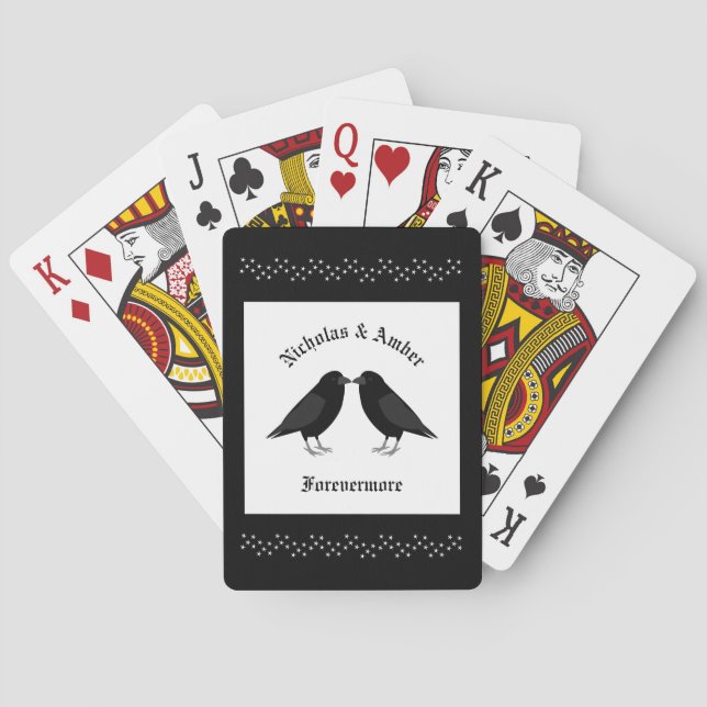 Gothic Bröllop Kissing Ravens Anpassningsbar Casinokort (Baksidan)