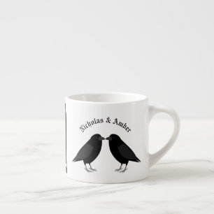 Gothic Bröllop Kissing Ravens Anpassningsbar Espressomugg