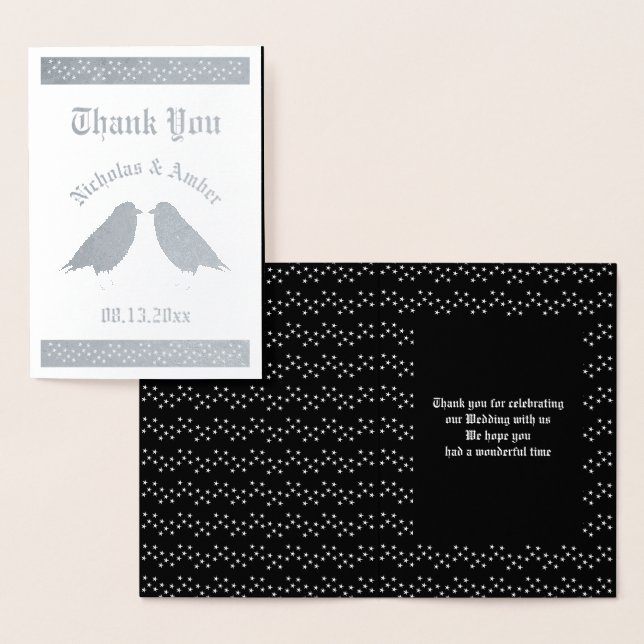 Gothic Bröllop Kissing Ravens Anpassningsbar Folierat Kort (Display)
