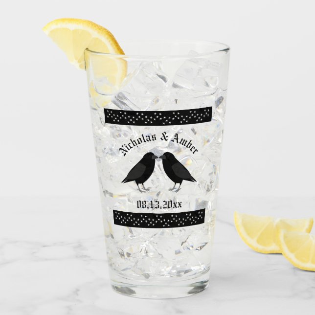 Gothic Bröllop Kissing Ravens Anpassningsbar Glaskopp (Framsida Ice)