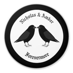 Gothic Bröllop Kissing Ravens Anpassningsbar Knopp