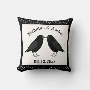 Gothic Bröllop Kissing Ravens Anpassningsbar Kudde