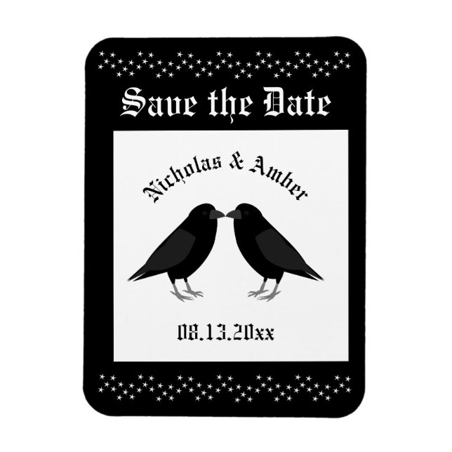 Gothic Bröllop Kissing Ravens Anpassningsbar Magnet (Vertikal)