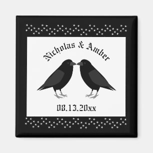 Gothic Bröllop Kissing Ravens Anpassningsbar Magnet