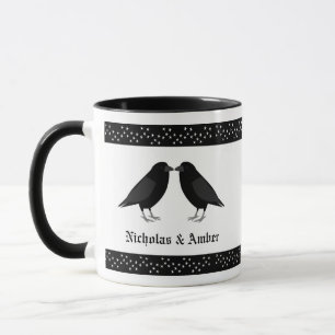 Gothic Bröllop Kissing Ravens Anpassningsbar Mugg