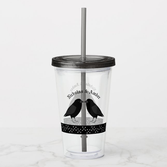 Gothic Bröllop Kissing Ravens Anpassningsbar Take Away Mugg (Framsida)
