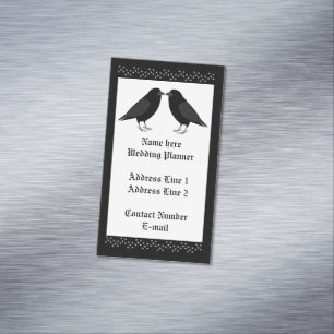 Gothic Bröllop Kissing Ravens Bröllopsfixaren Magnetiska Visitkort