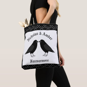 Gothic Bröllop Kissing Ravens Dubbla Sided Tygkasse