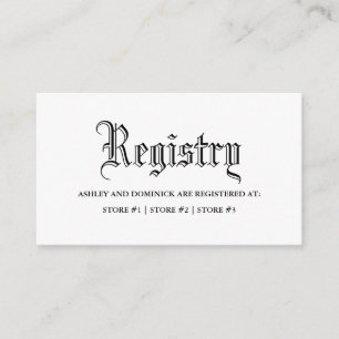 Gothic Bröllop Registry Tilläggskort