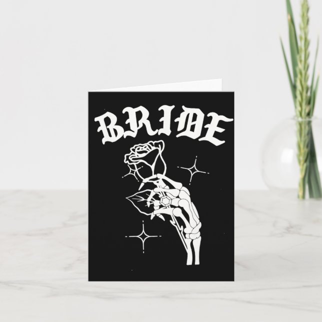 Gothic Bröllop Skeleton Bride Spooky Halloween Jus Kort (Framsida)