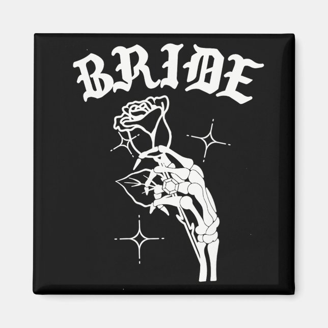 Gothic Bröllop Skeleton Bride Spooky Halloween Jus Magnet (Framsidan)