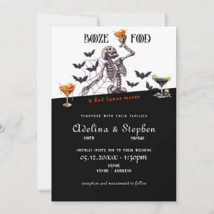 Gothic Bröllop Skeleton Sprit Food Bad Dance Moves Inbjudningar