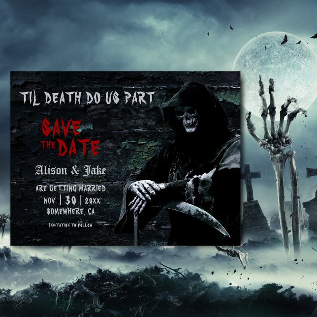 Gothic Bröllop spara datum Meddelande Vykort (Skapare uppladdad)