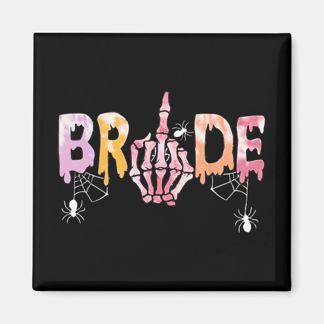 Gothic Bröllop Spooky Halloween Skeleton Bride Jus Magnet (Framsidan)