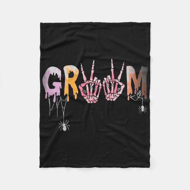 Gothic Bröllop Spooky Halloween Skeleton Groom Jus Fleecefilt (Framsidan)