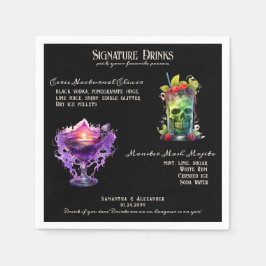 Gothic Bröllop Whimsigoth Namnteckning Drinks Sign Pappersservett