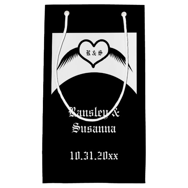Gothic Bröllop Winged Heart Anpassningsbar Monogra (Framsidan)