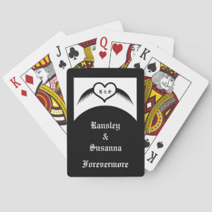 Gothic Bröllop Winged Heart Anpassningsbar Monogra Casinokort