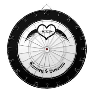 Gothic Bröllop Winged Heart Anpassningsbar Monogra Darttavla