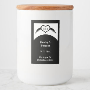 Gothic Bröllop Winged Heart Anpassningsbar Monogra Mat Etikett