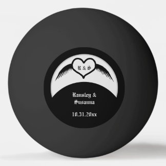 Gothic Bröllop Winged Heart Anpassningsbar Monogra Pingisboll