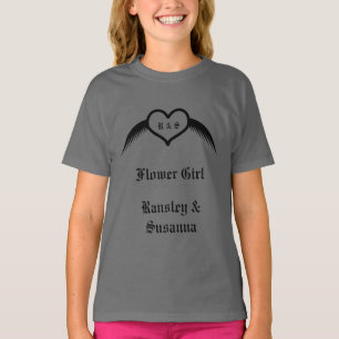 Gothic Bröllop Winged Heart Anpassningsbar Monogra T Shirt