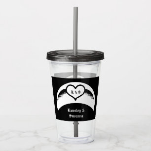 Gothic Bröllop Winged Heart Anpassningsbar Monogra Take Away Mugg