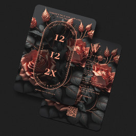 Gothic Bröllopsblomma Elegant Roseguld QR Spara Datumet