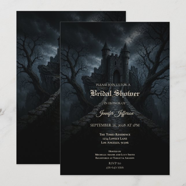 Gothic bröllopsdusch-inbjudan för Halloween Inbjudningar (Fram/baksida)