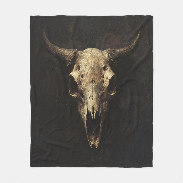 Gothic Bull Skull Decoupage Fleecefilt (Framsidan)