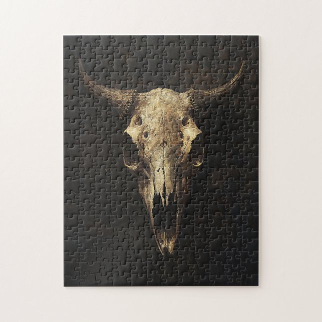 Gothic Bull Skull Decoupage Pussel (Vertikal)