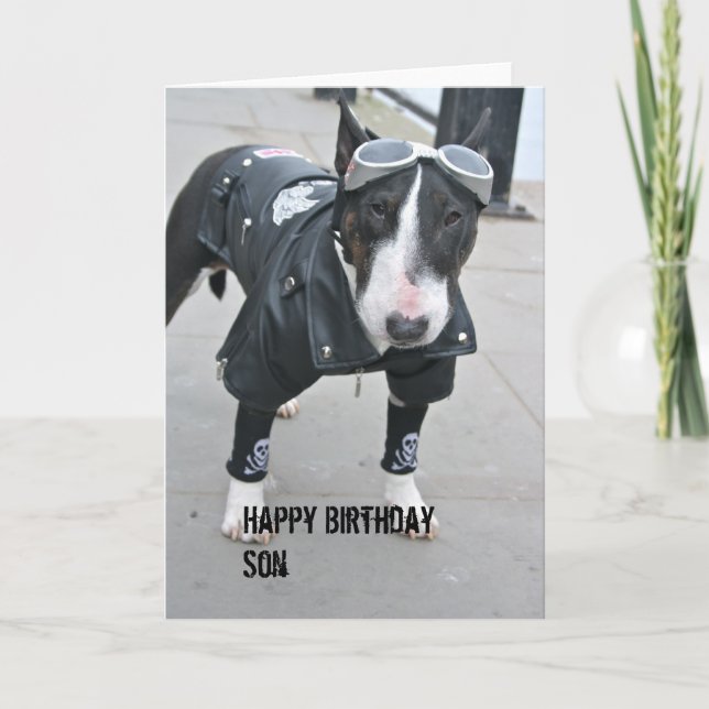 Gothic Bulldog Grattis på födelsedagen-kort Kort (Framsida)
