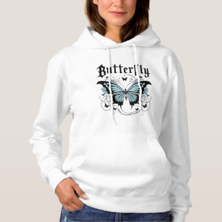 Gothic Butterfly Graphic Women Hoodie T Shirt