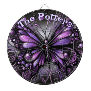 Gothic Butterfly Lila Black Personlig Darttavla