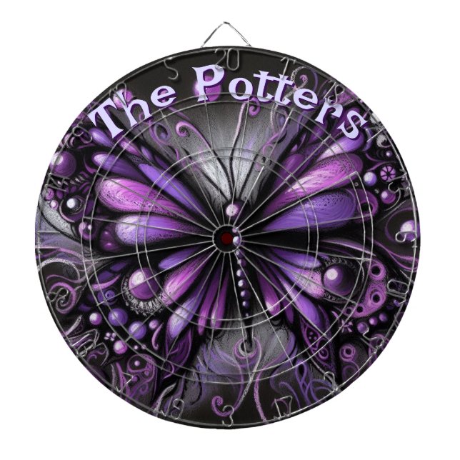 Gothic Butterfly Lila Black Personlig Darttavla (Framsidan)