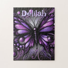 Gothic Butterfly Lila Black Personlig Pussel