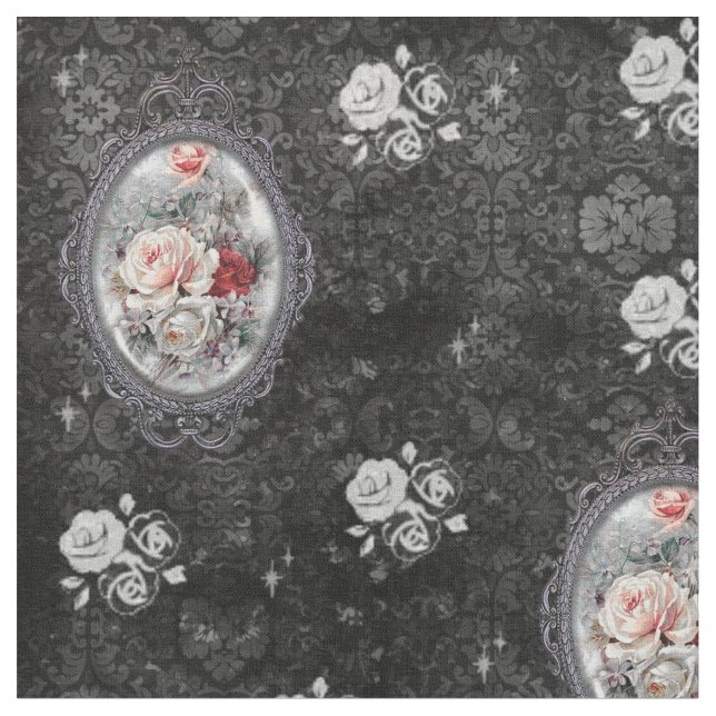 Gothic Cameo Ro Victorian Stil Fabric Tyg (Närbild)