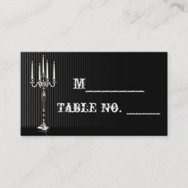 Gothic Candelabra på Black Bröllop Place Card Placeringskort