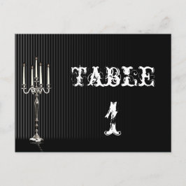 Gothic Candelabra på Bordsnumret Black Bröllop Vykort
