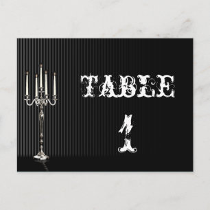 Gothic Candelabra på Bordsnumret Black Bröllop Vykort