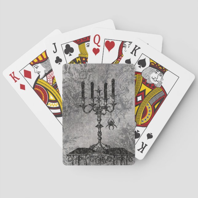 Gothic Candlestick med Spider, Halloween Kortlek (Baksidan)