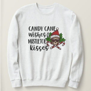 Gothic Candy cane Mistletoe Kiss jul T Shirt