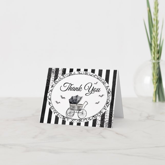 Gothic Carriage Halloween Baby Shower Tack Kort (Framsida)