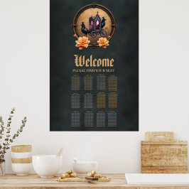 Gothic Carriage with Ravens and Ro. Poster