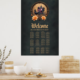 Gothic Carriage with Ravens and Ro. Poster