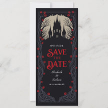 Gothic Castle Blommigt Bröllop spara datum