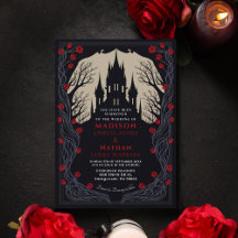 Gothic Castle Blommigt Halloween Bröllop