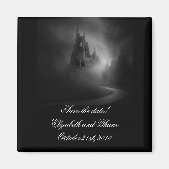 Gothic Castle Bröllop spara datum Magnet (Framsidan)